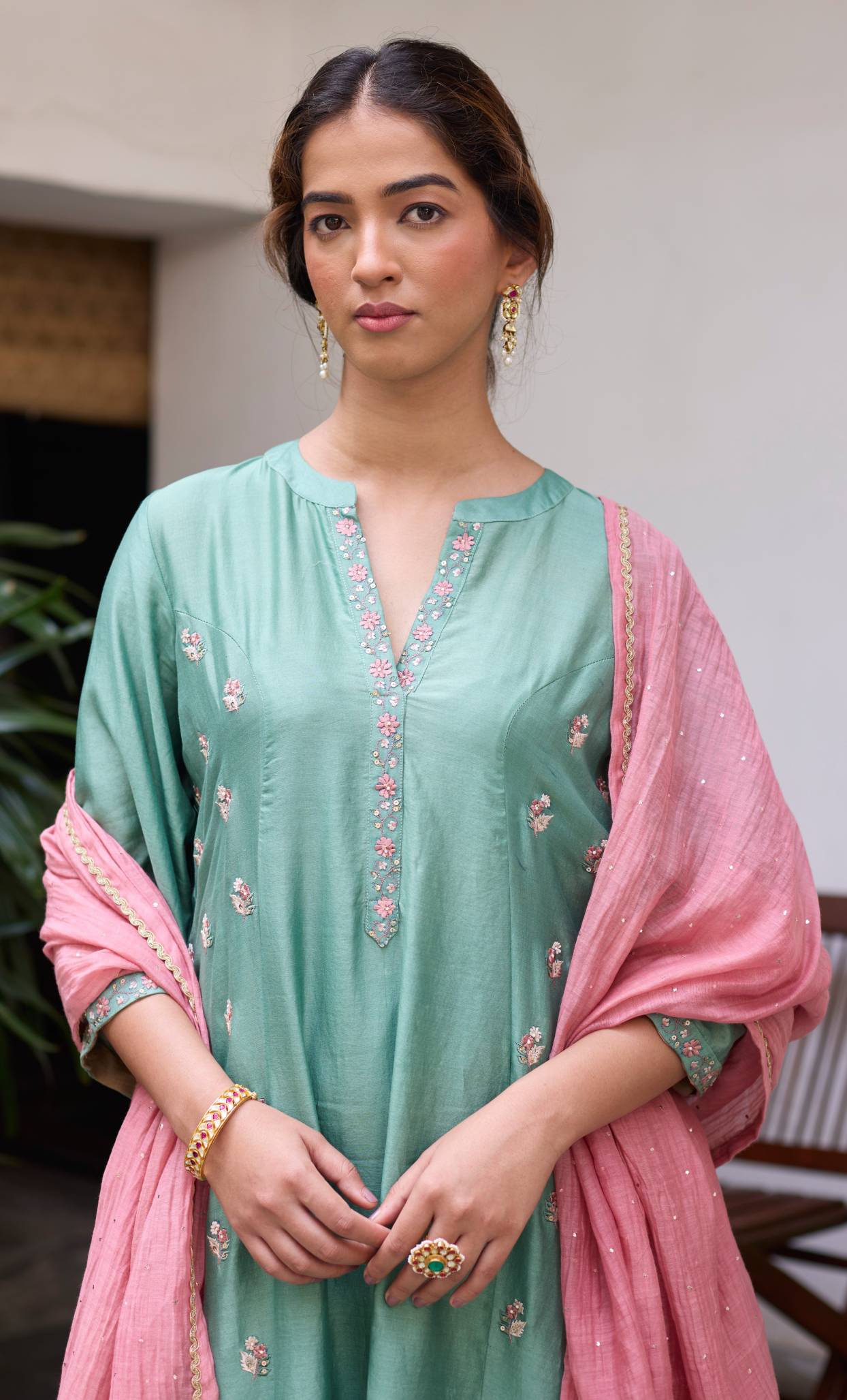 Ruby Jadau Bangles Set (@.4'')