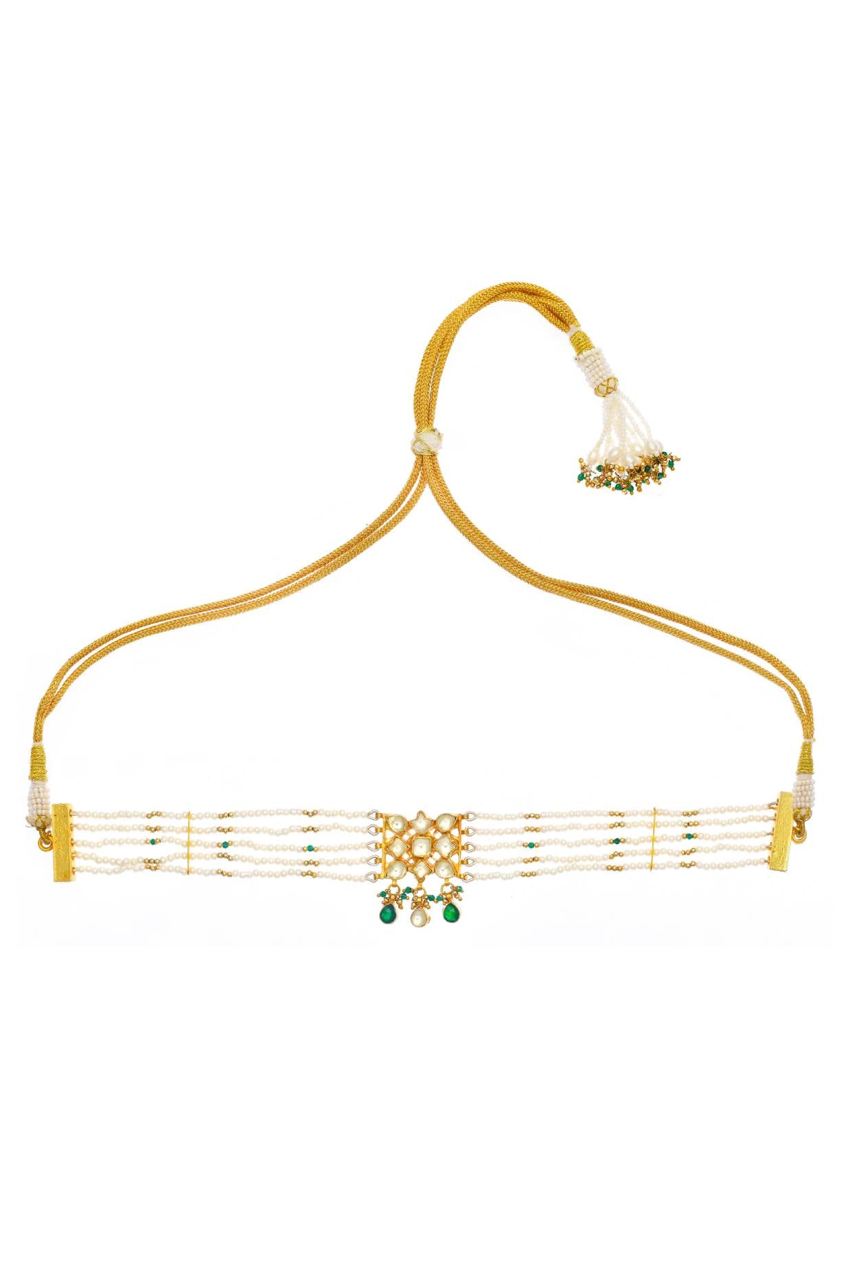 Kundan Green Gold Finish Jadau Choker