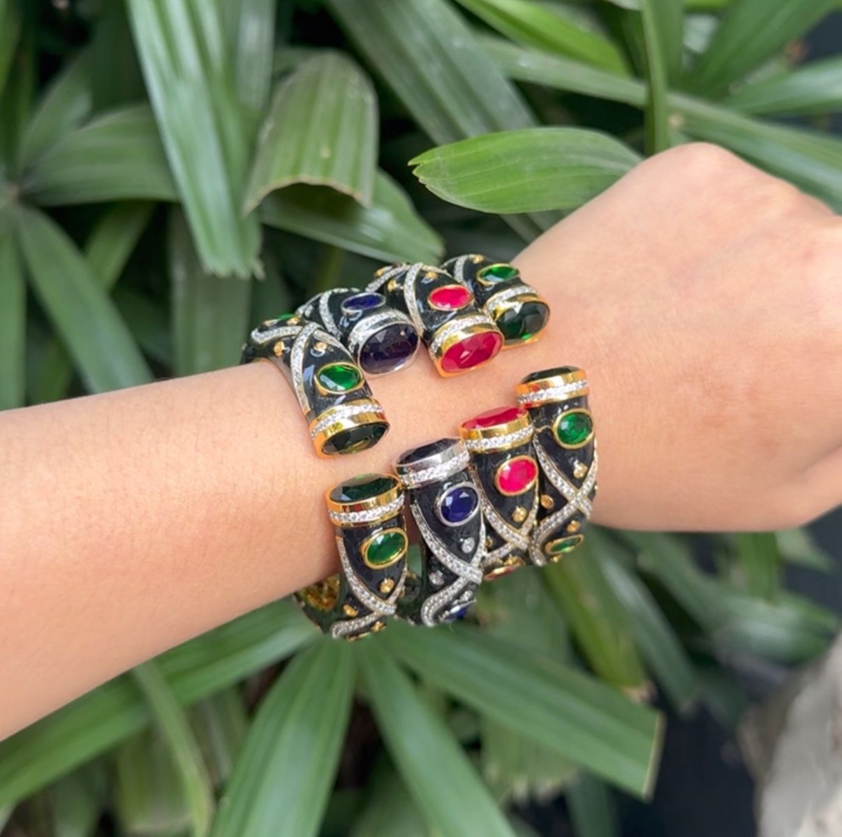 Multicolor Polki Meenakari Bridal Kada