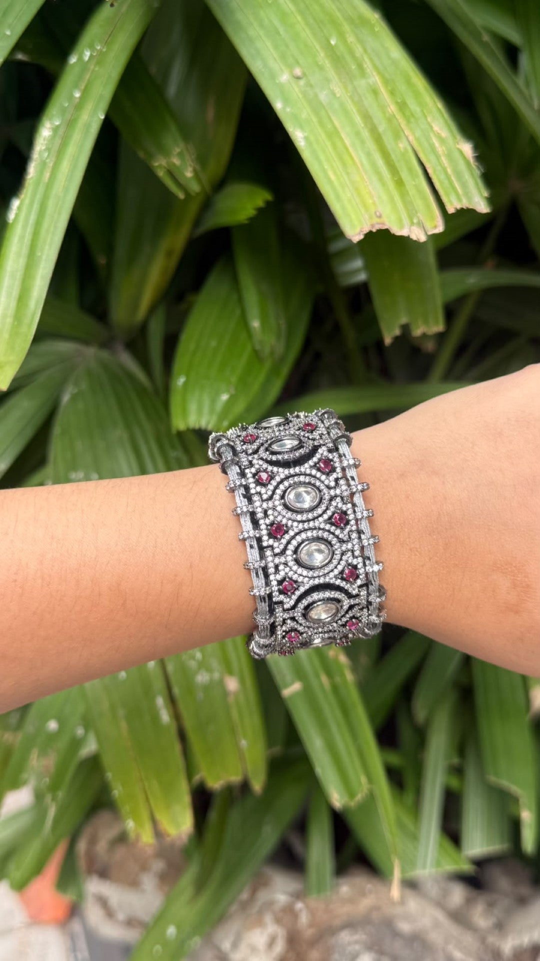 Bridalaya Ruby Polki Statement Bracelet