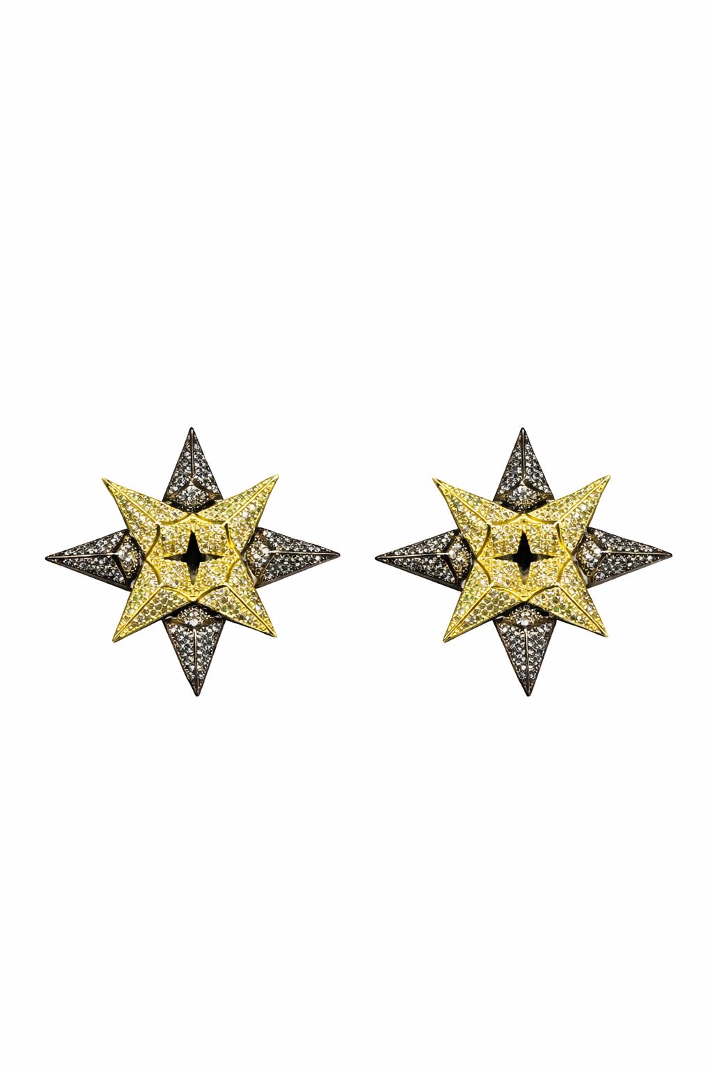 Dual-Tone Star Stud Earrings