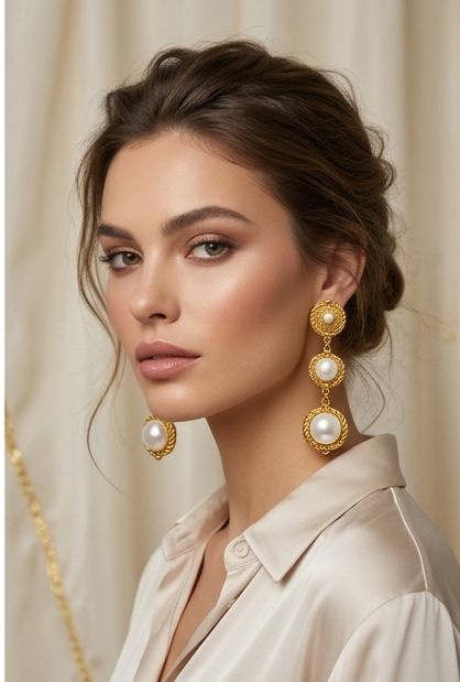 Bridalaya Pearl Trio Drop Earrings