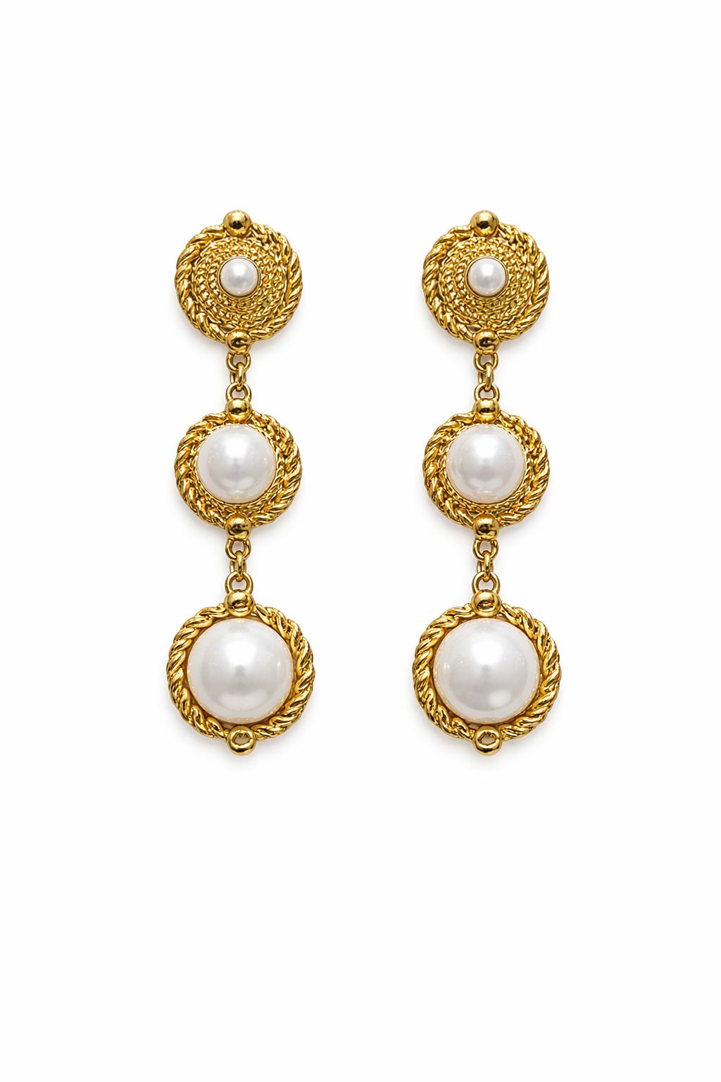 Bridalaya Pearl Trio Drop Earrings