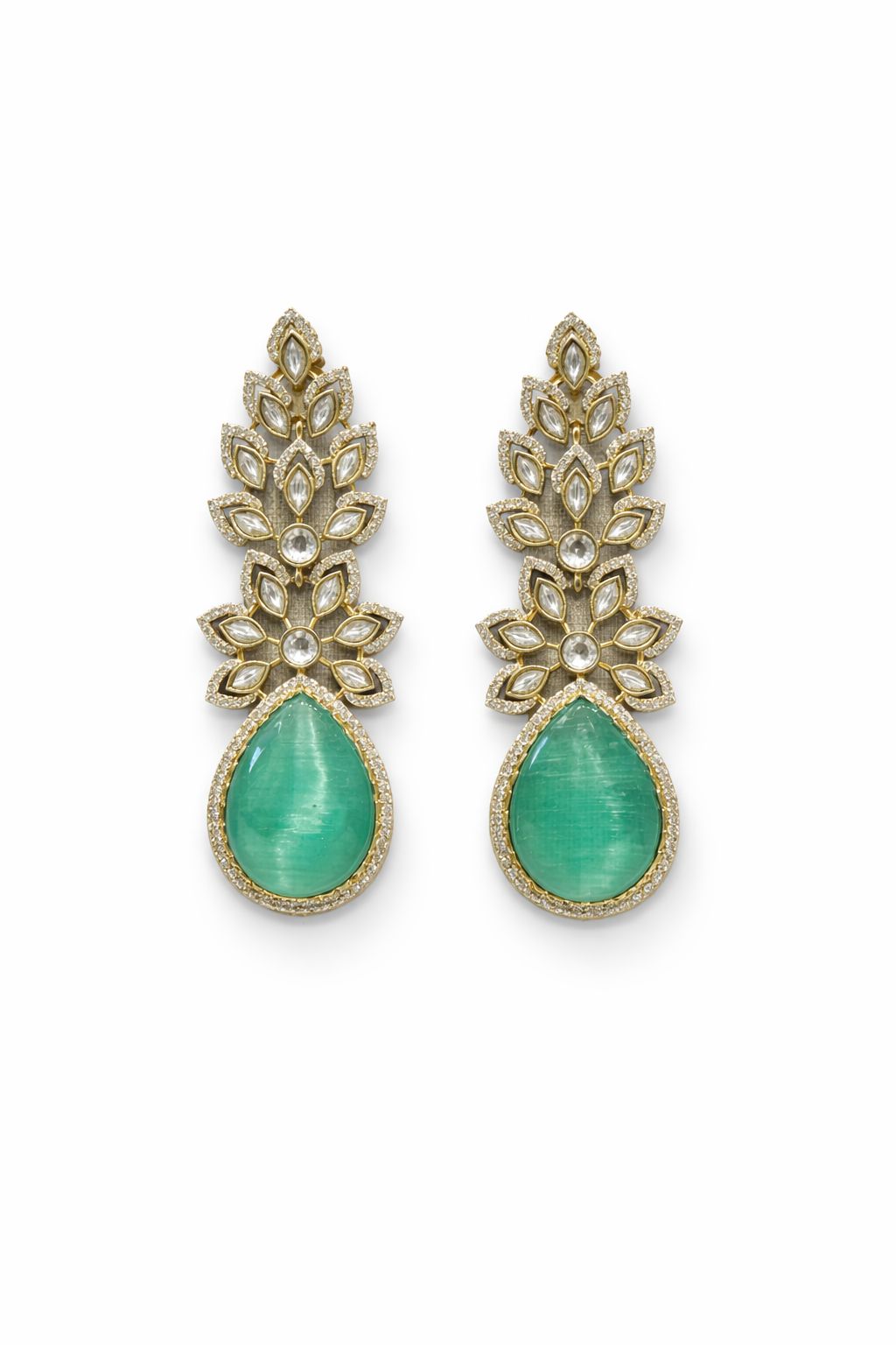 Bridalaya Green Teardrop Statement Earrings
