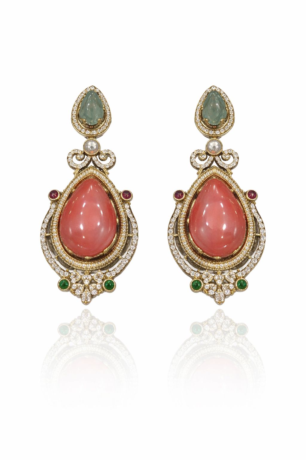 Bridalaya Heritage Pink Drop Earrings