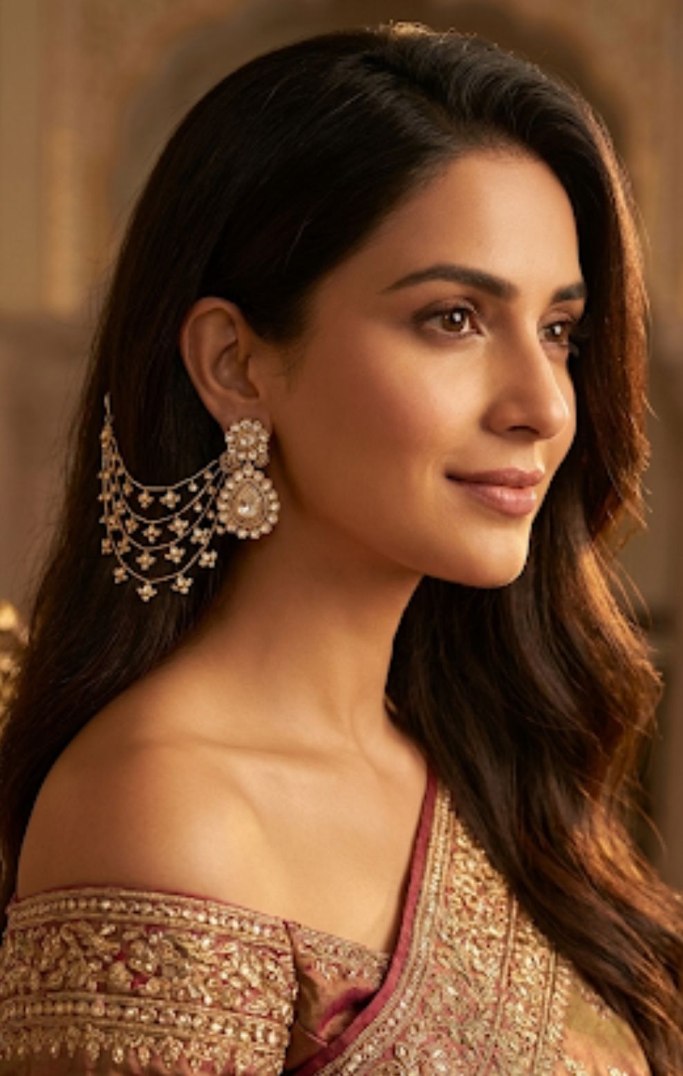 Polki Kaan Chain Earrings