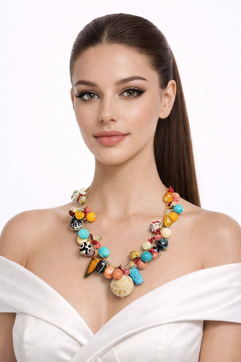Multicolour Beaded Statement Necklace