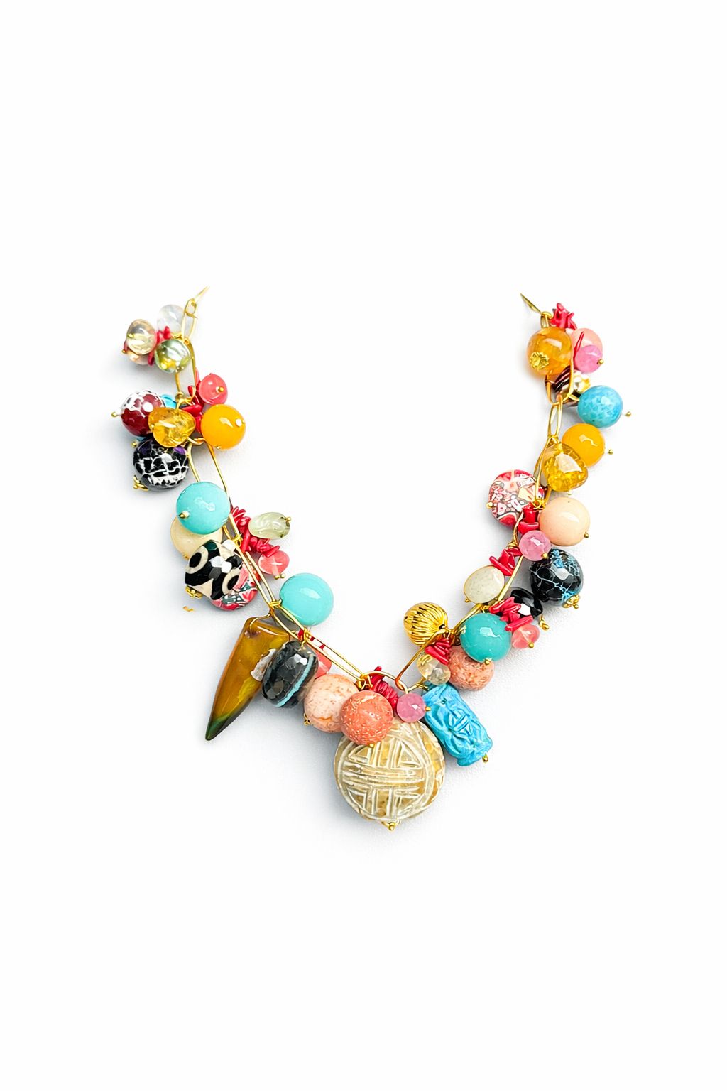 Multicolour Beaded Statement Necklace