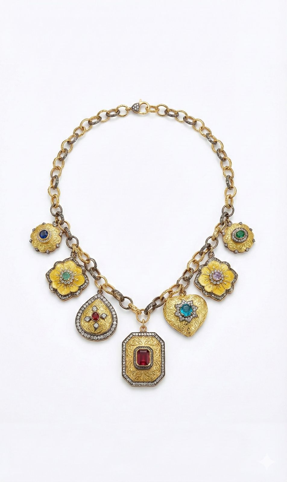 Floral Charm Statement Necklace
