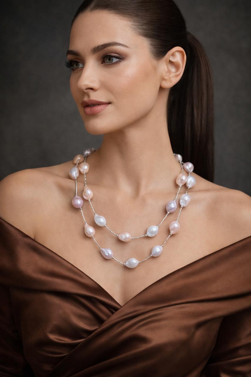 Pastel Pearl Long Necklace