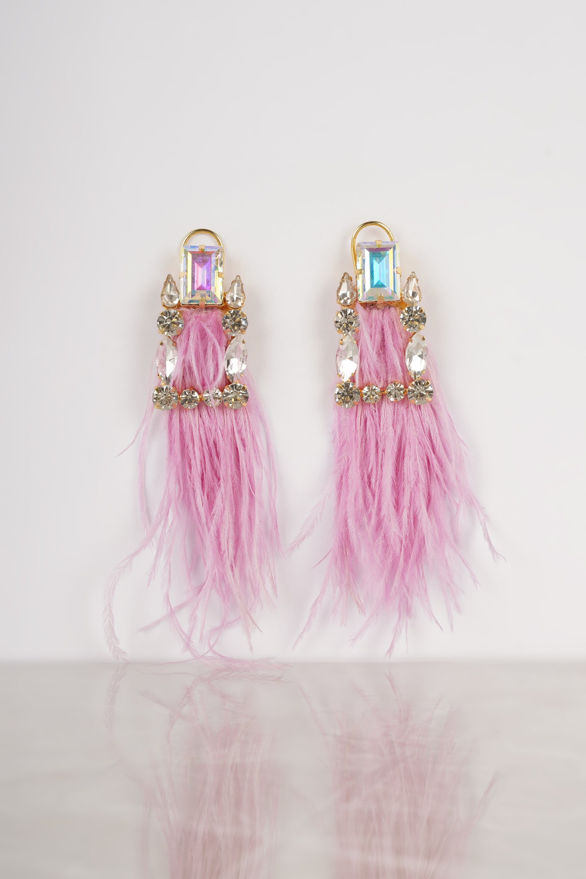 Pink Feather Earrings