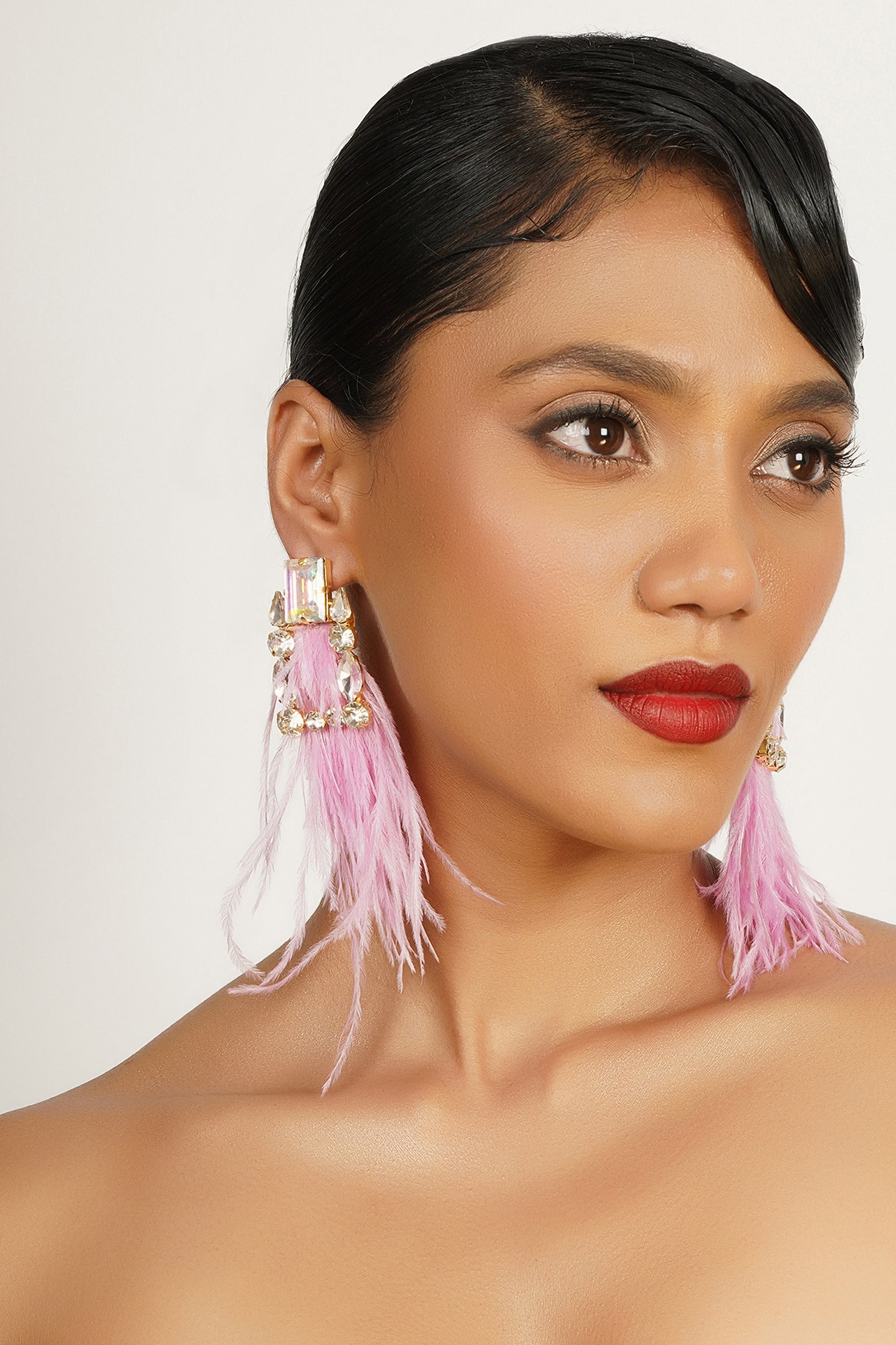 Pink Feather Earrings
