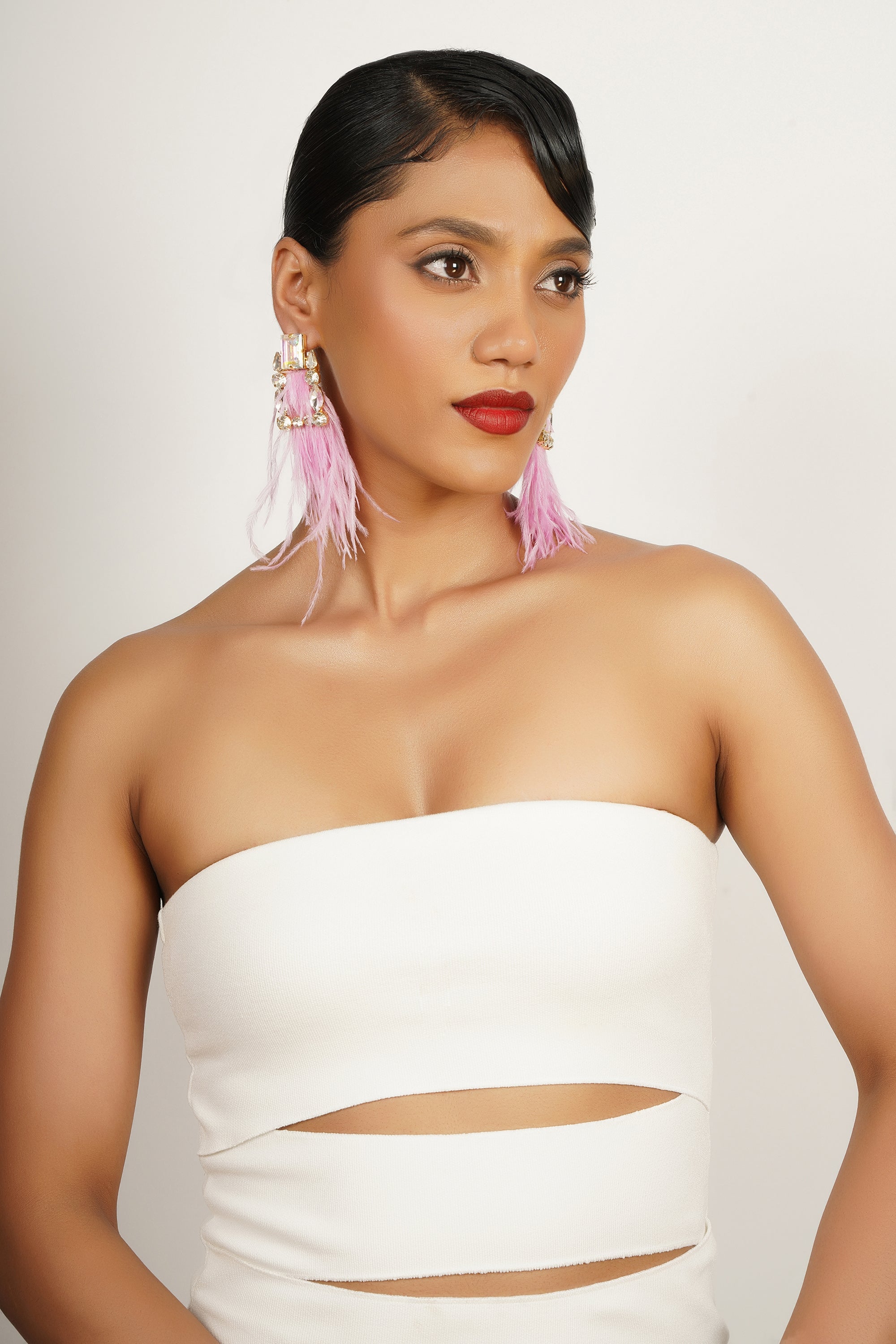 Pink Feather Earrings