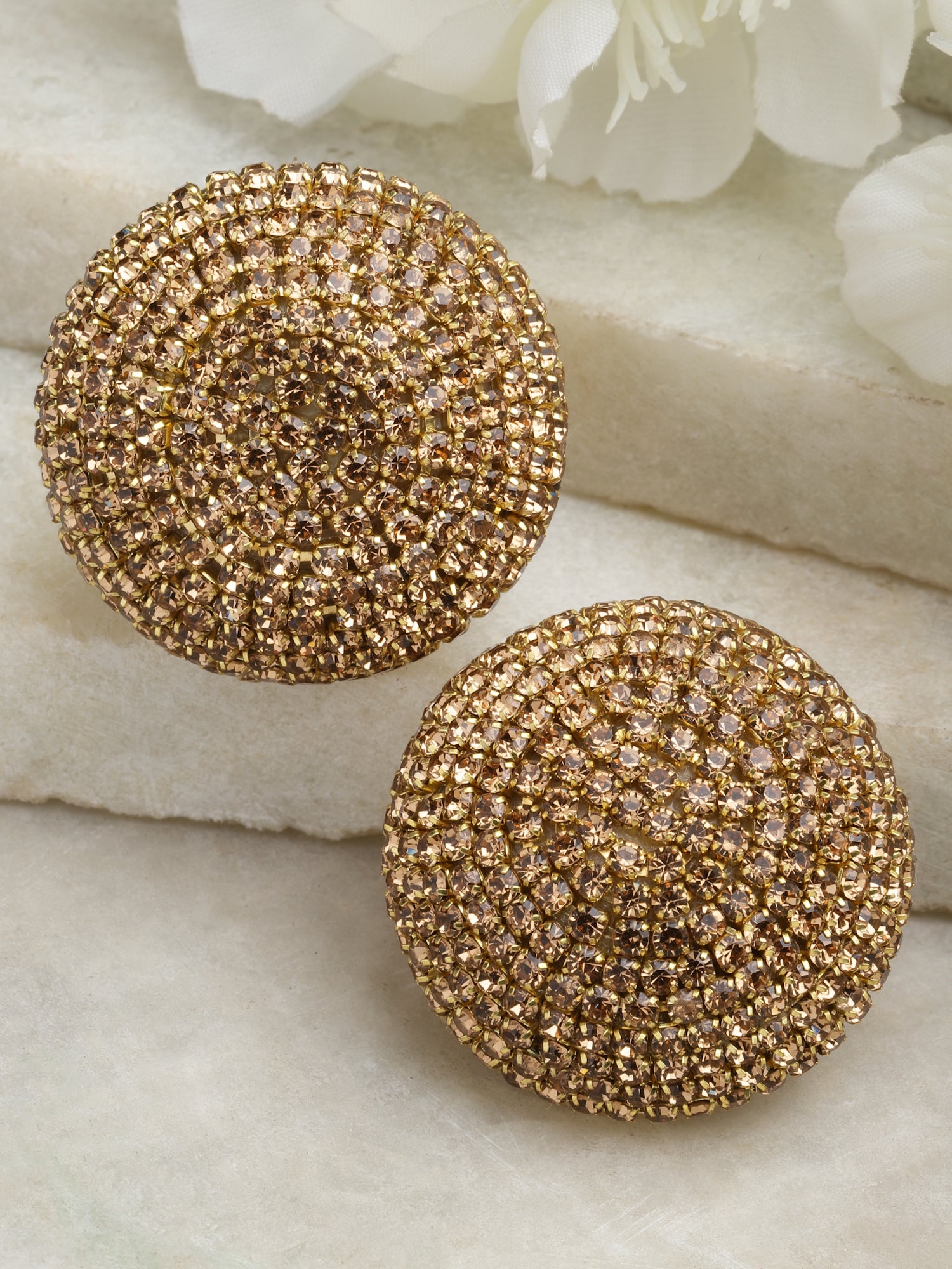 Gold Crystal Round Stud