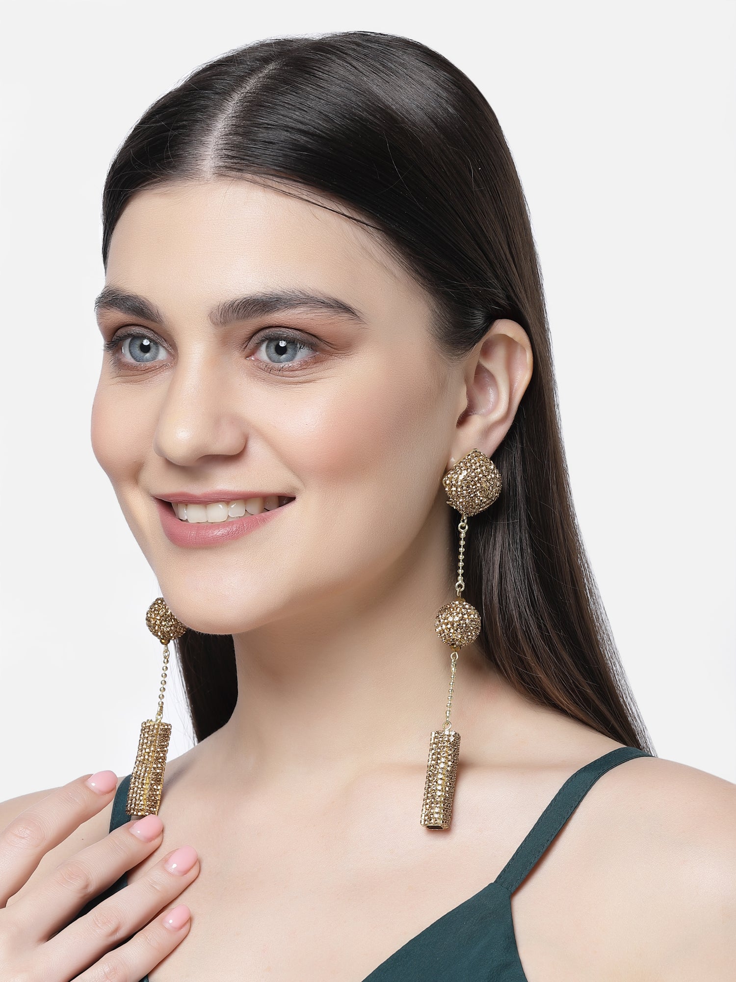Gold Ball Dangler Earrings 1