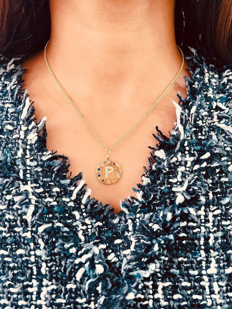 Arco Iniziale Gold Charm Necklace