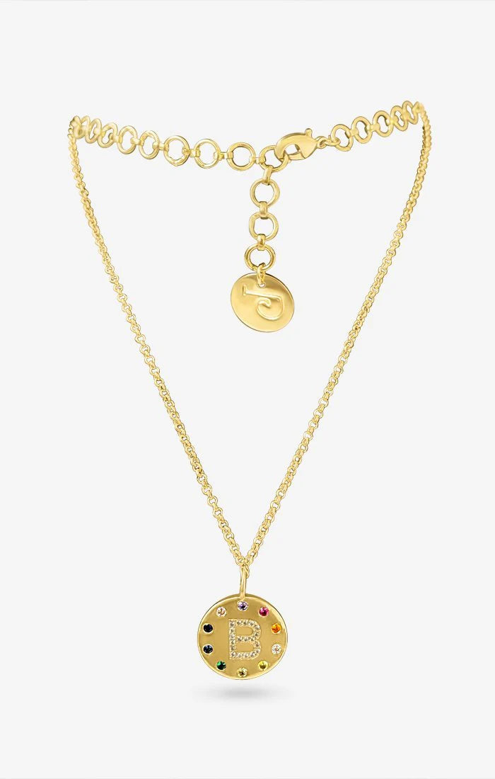 Arco Iniziale Gold Charm Necklace