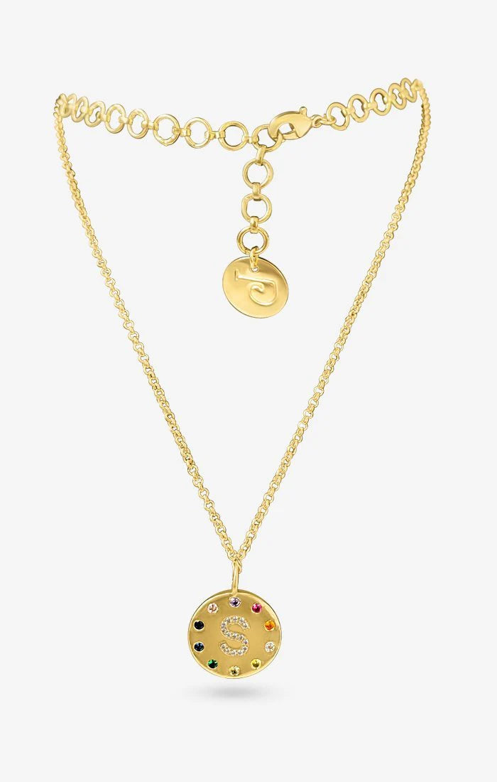Arco Iniziale Gold Charm Necklace