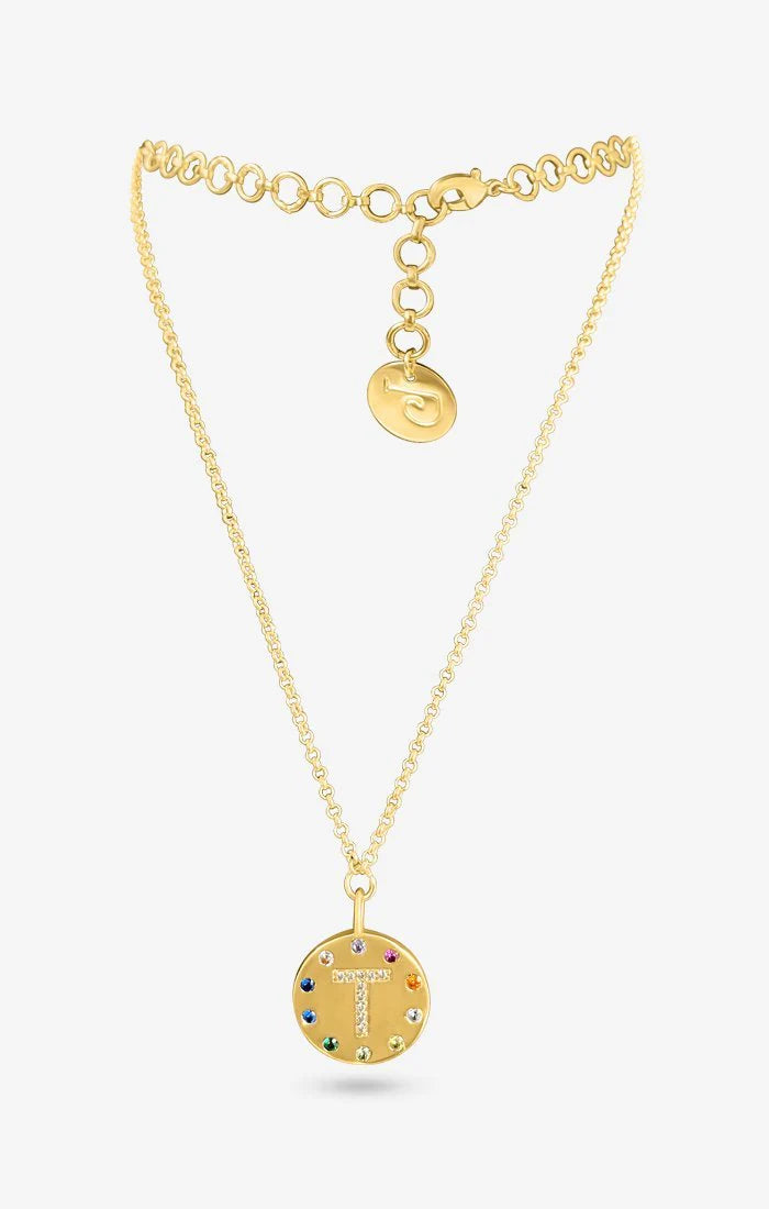 Arco Iniziale Gold Charm Necklace