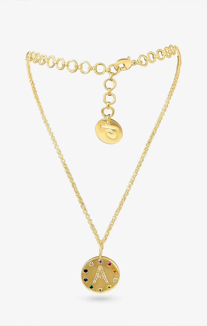 Arco Iniziale Gold Charm Necklace