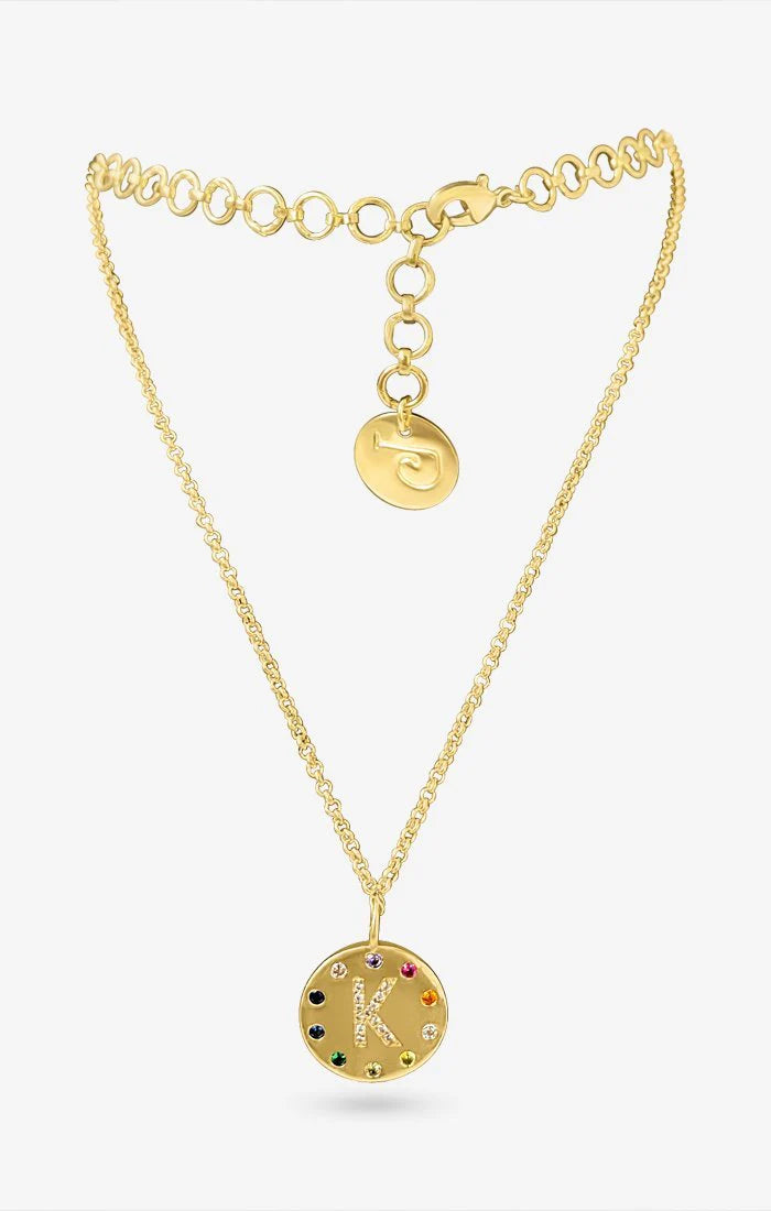 Arco Iniziale Gold Charm Necklace