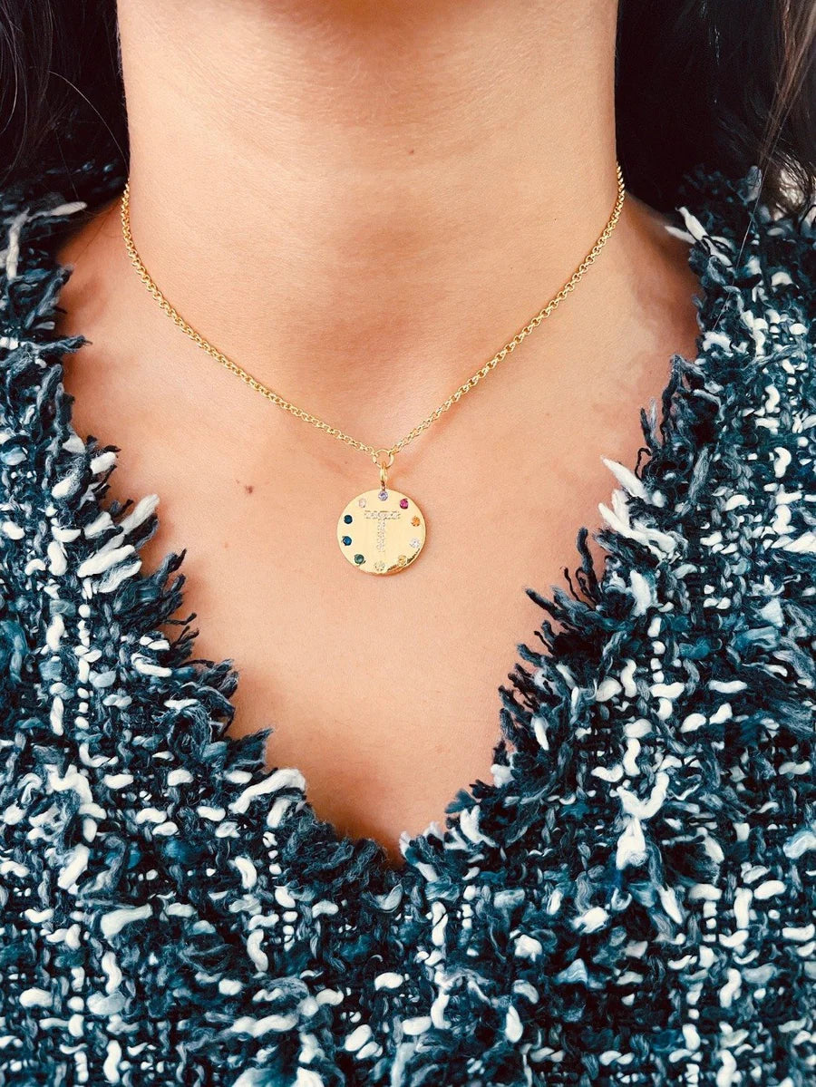 Arco Iniziale Gold Charm Necklace