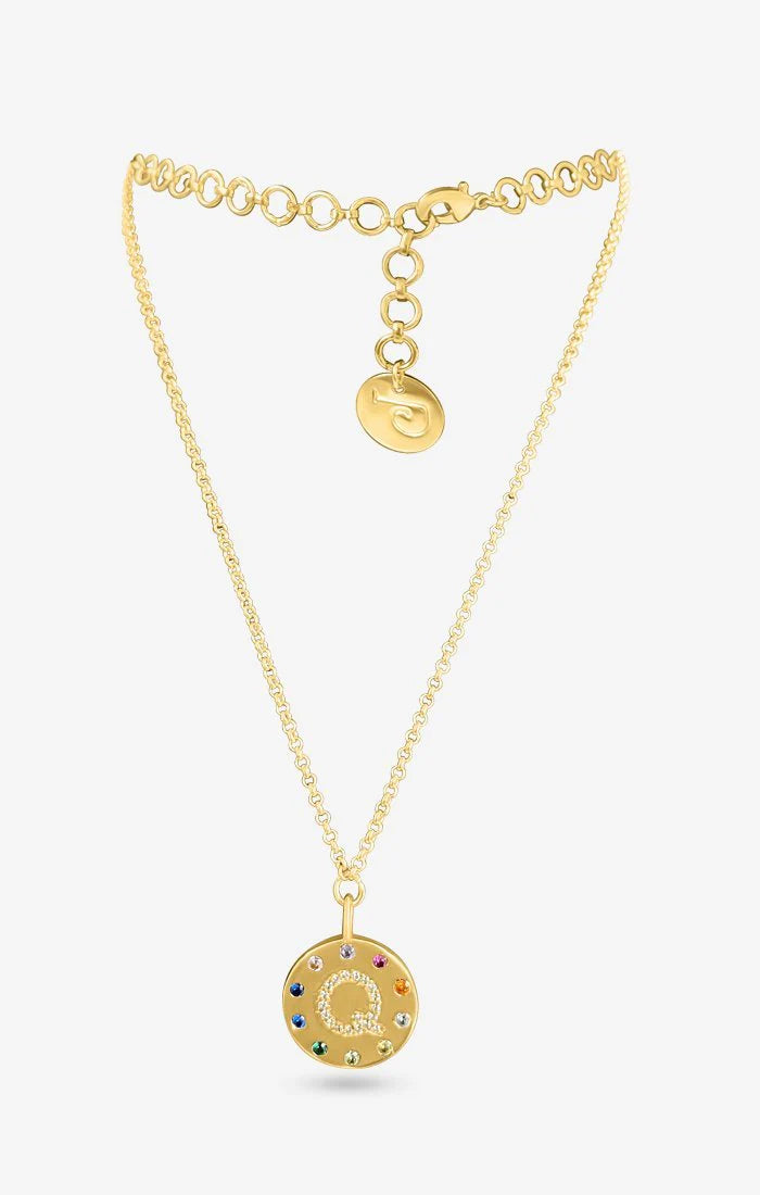 Arco Iniziale Gold Charm Necklace