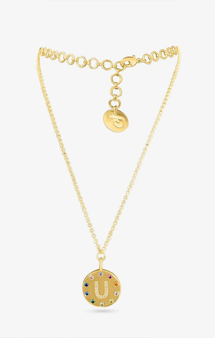 Arco Iniziale Gold Charm Necklace