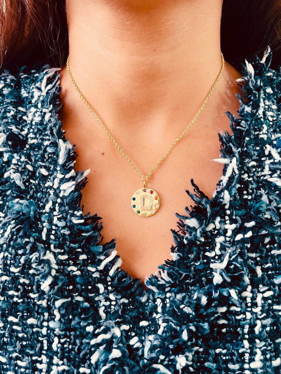 Arco Iniziale Gold Charm Necklace