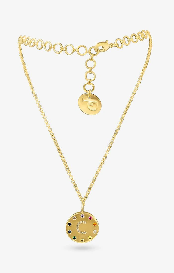 Arco Iniziale Gold Charm Necklace