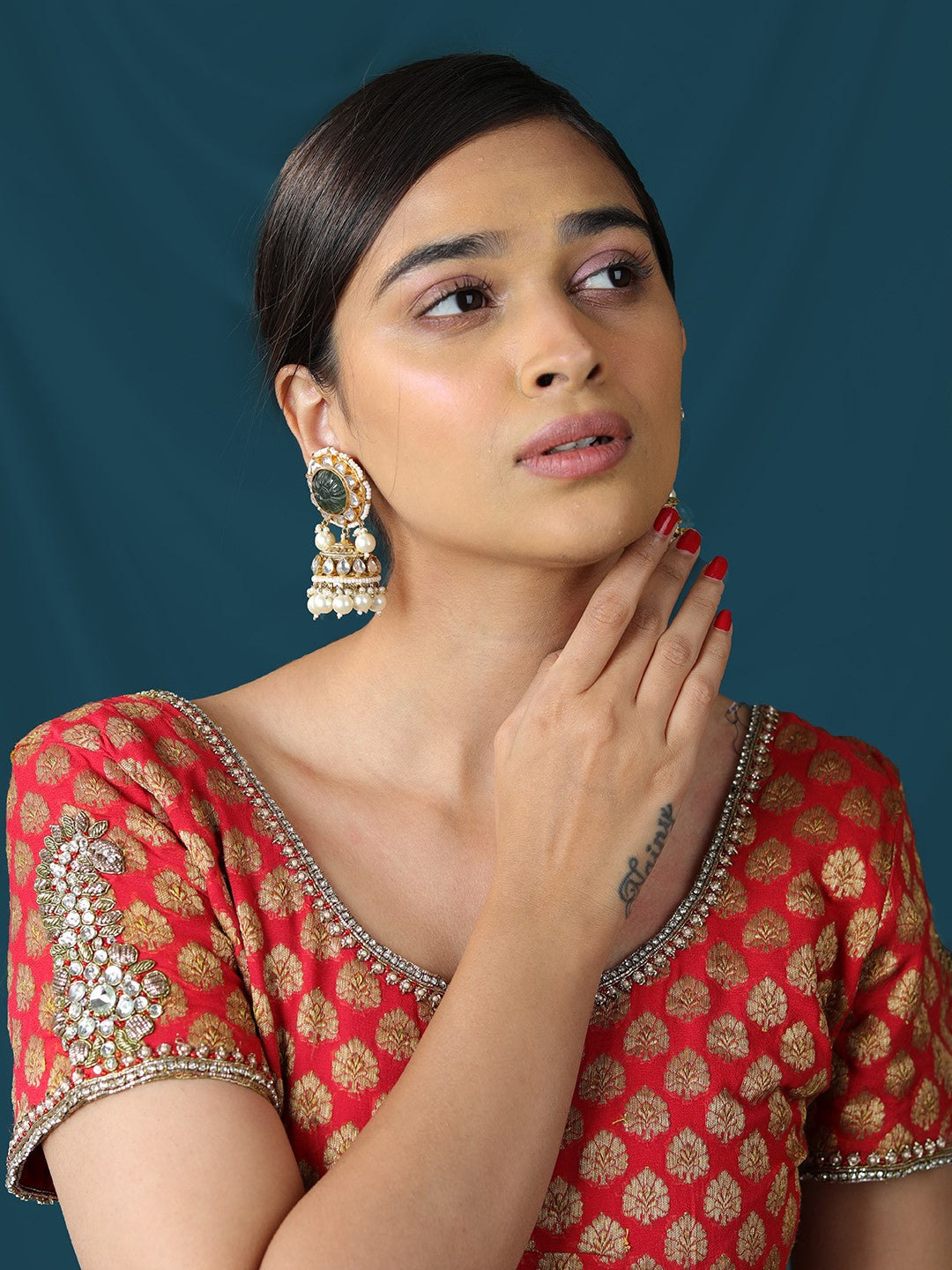 Indian handcrafted green necklace set
