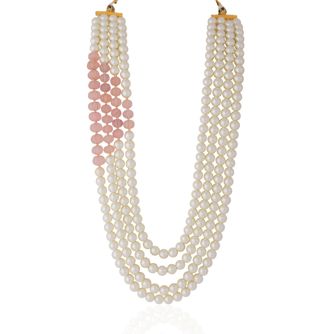 Pearl Maala With Pastel Pink Beads For Women