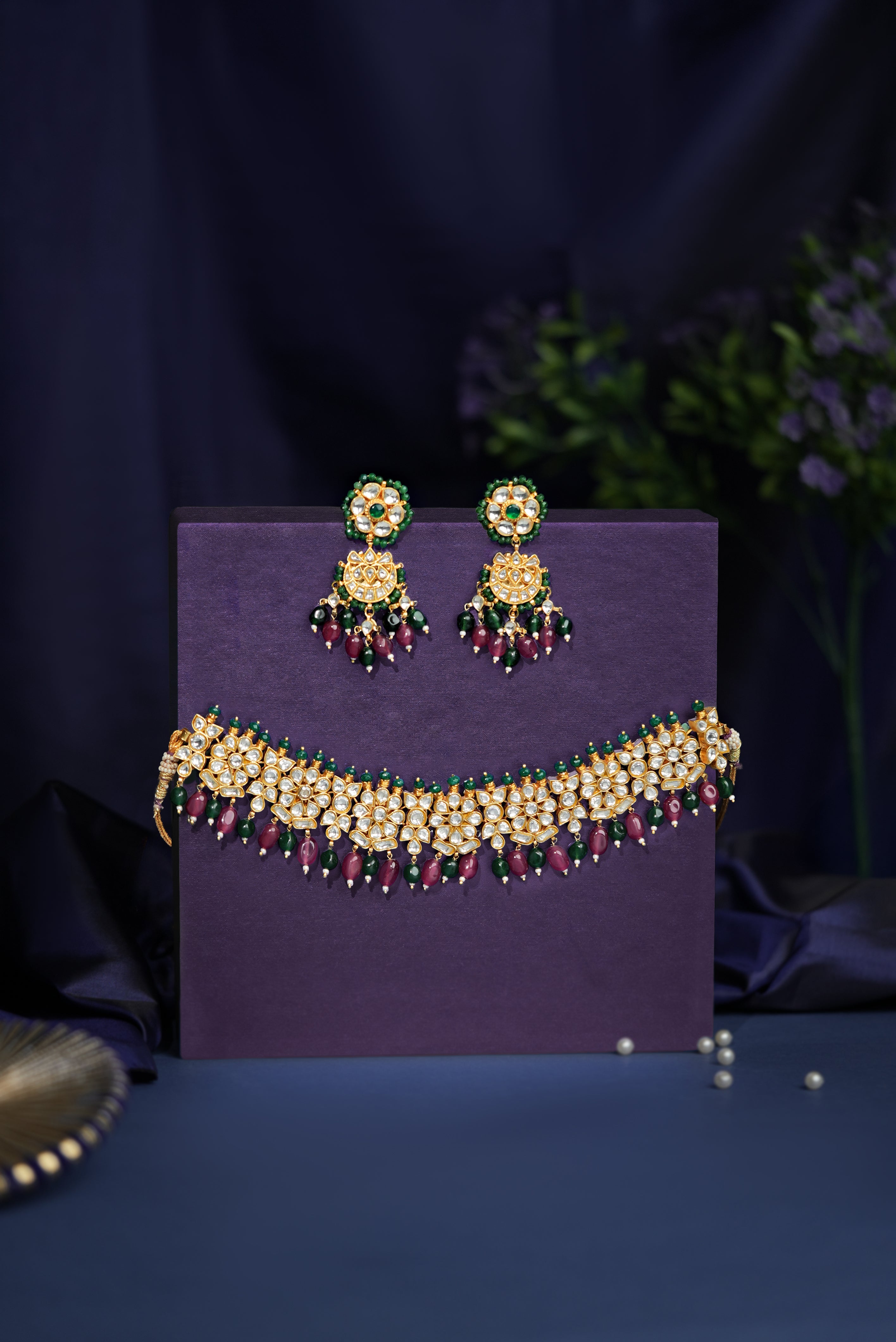 Minimalistic Traditional jadtar choker set
