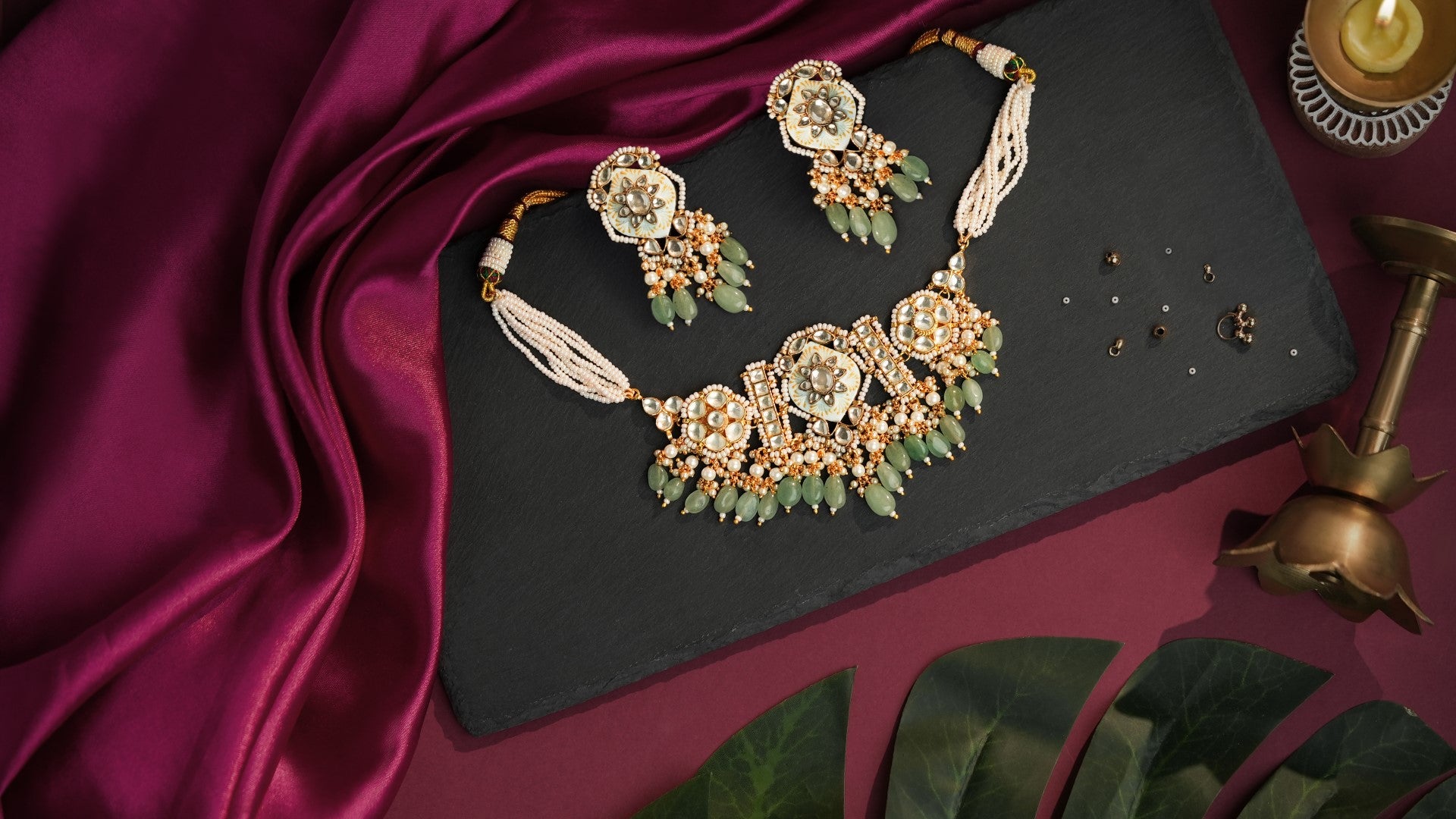 Rajdwadu style delicate festive wear choker set