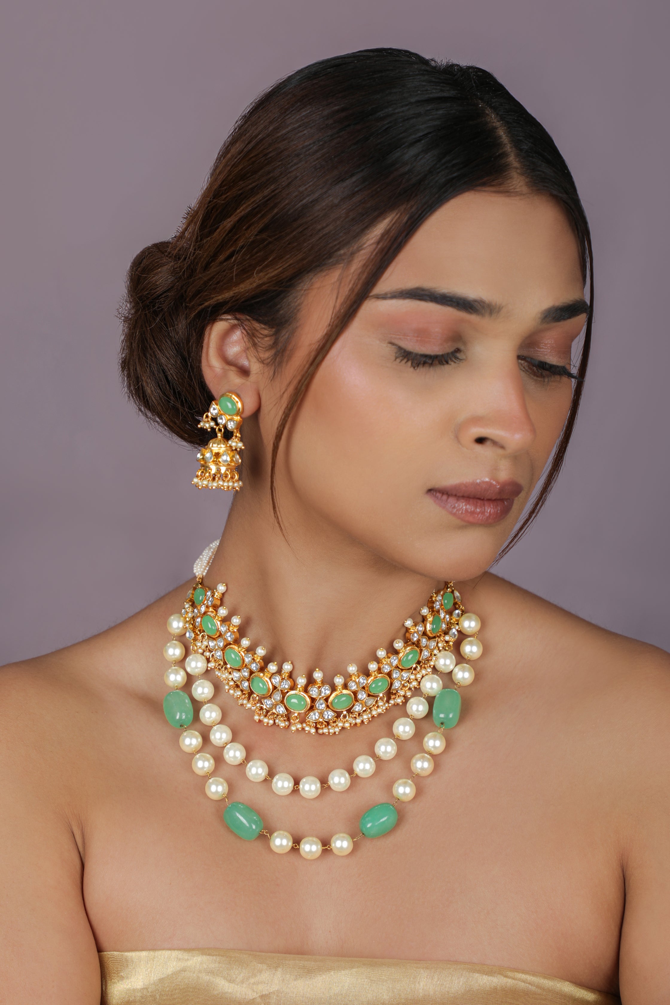 Traditional indian jewellery set with pearl