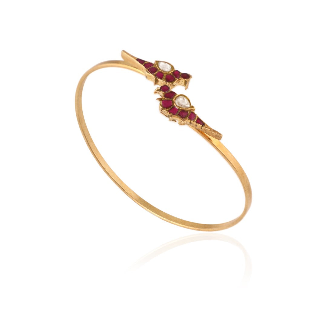 Peacock Design Gold Plated Kada Bracelet