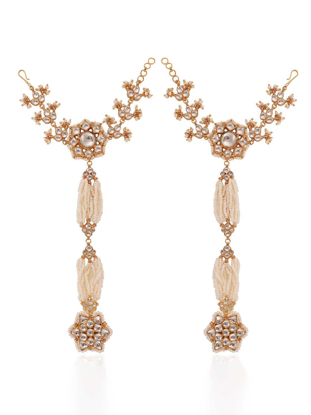 Floral jadau design with pearl string for a touch of sophistication ( pair)