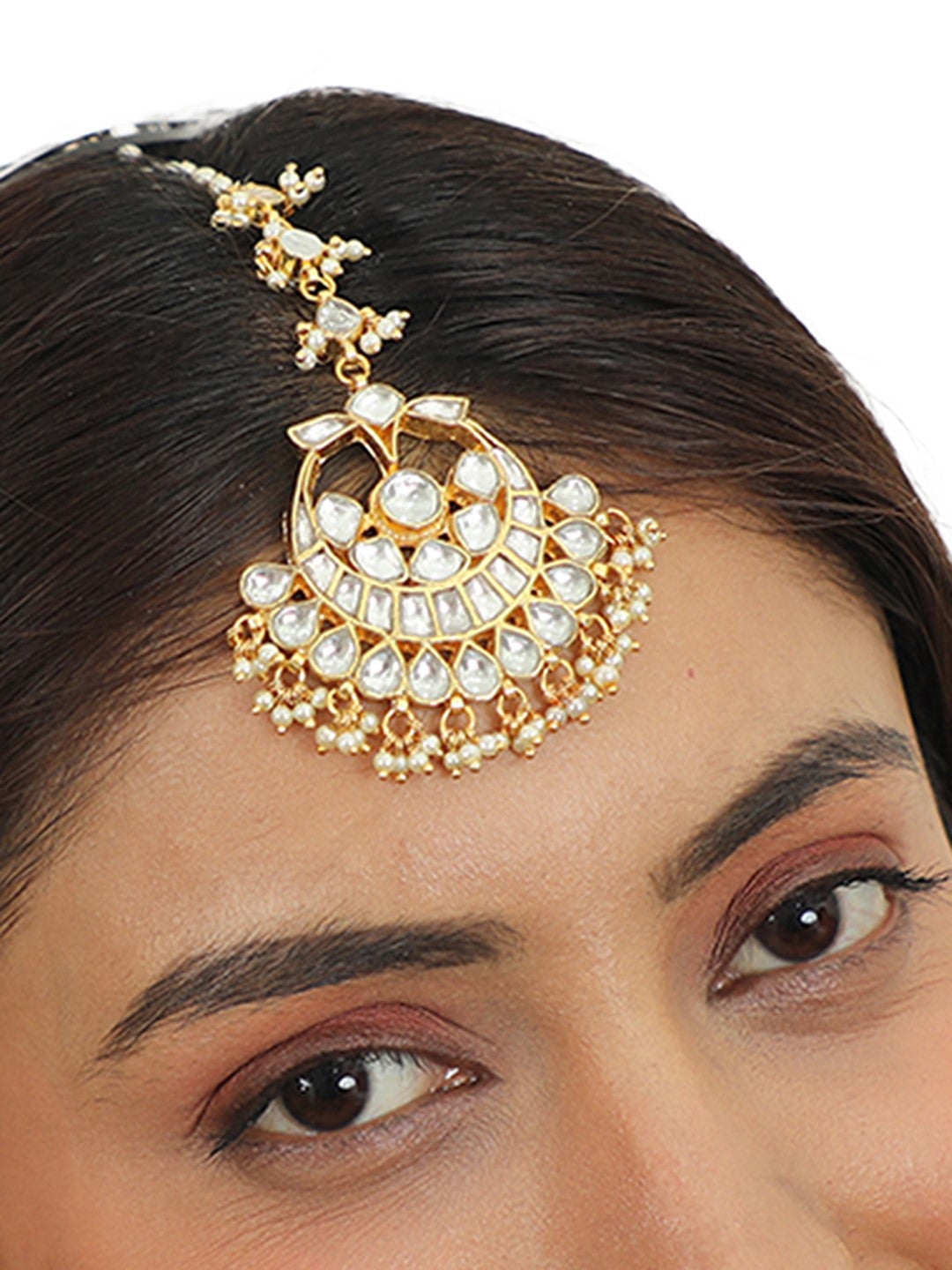 Wedding Wear White Gold Plated Maangtikka