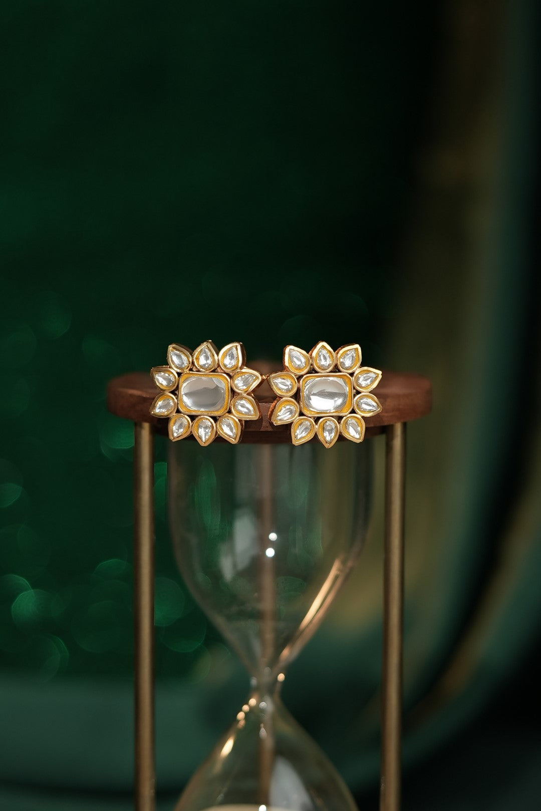 Silver based moazonite floral studs