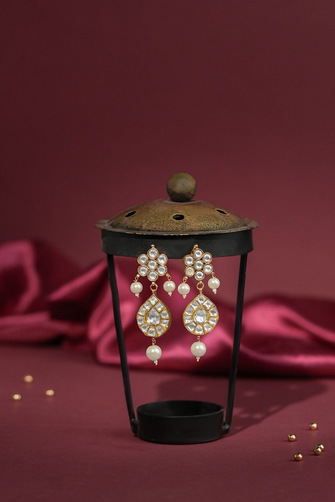 Traditional pearl embellished earrings