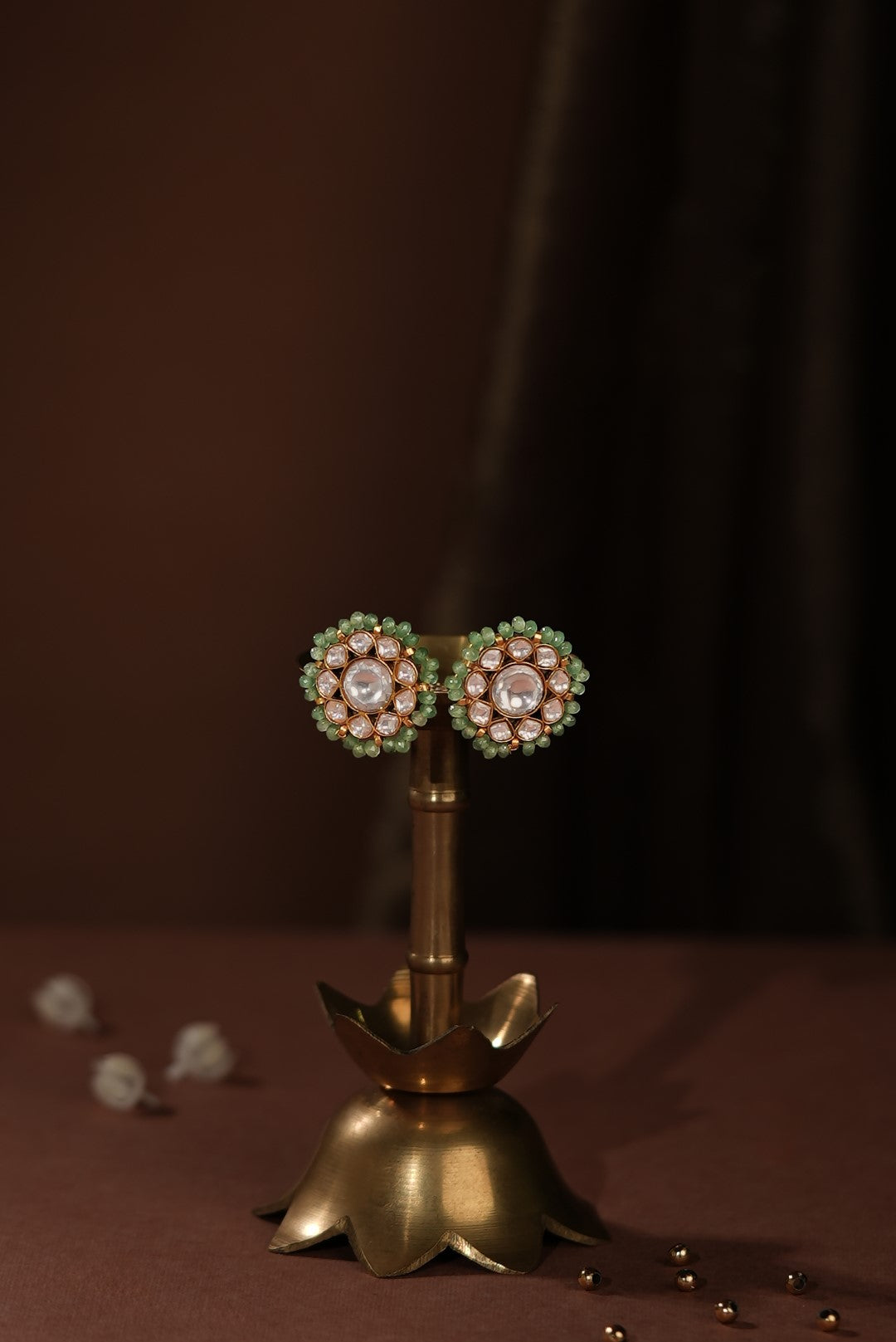 Sea green beaded studs