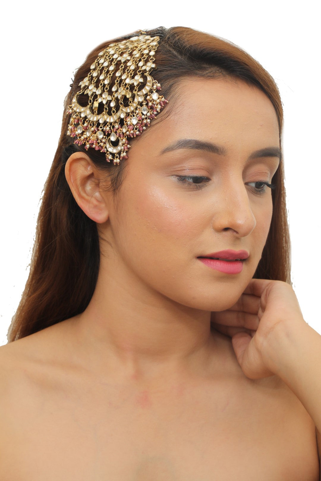 Light Pink Beaded Jadtar Stones Passa