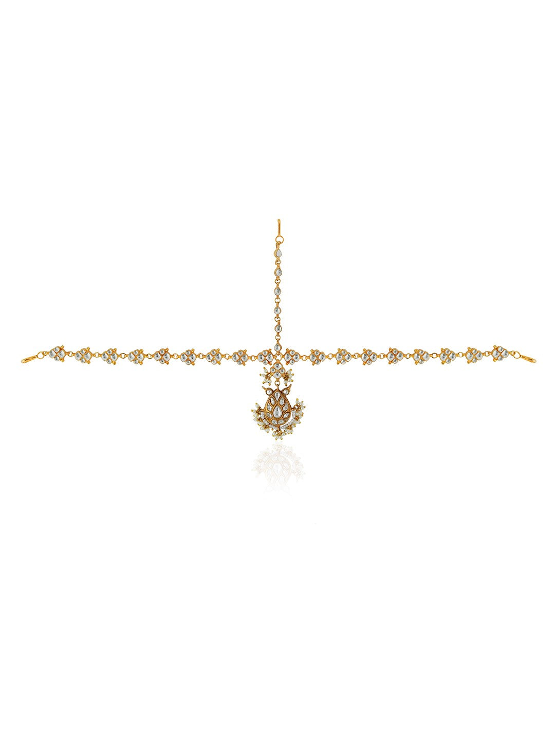 Matte gold finish sheeshpatti with delicate pearls