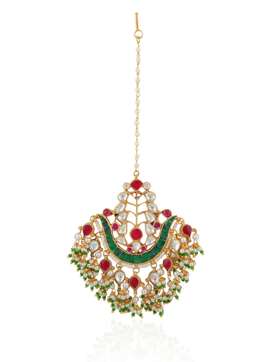 Jadtar pink green maangtikka