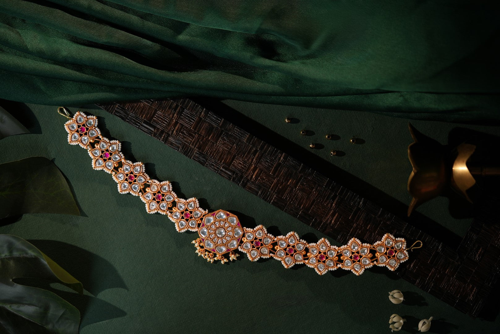 Floral design ruby pink & white hairband