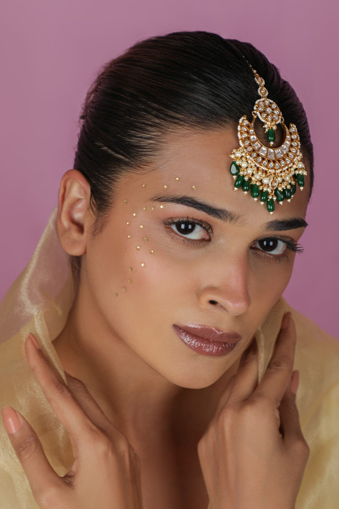 Gold-Plated Kundan Maangtikka