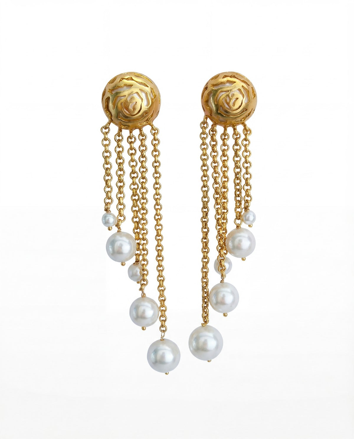 Pearl Rosette Danglers