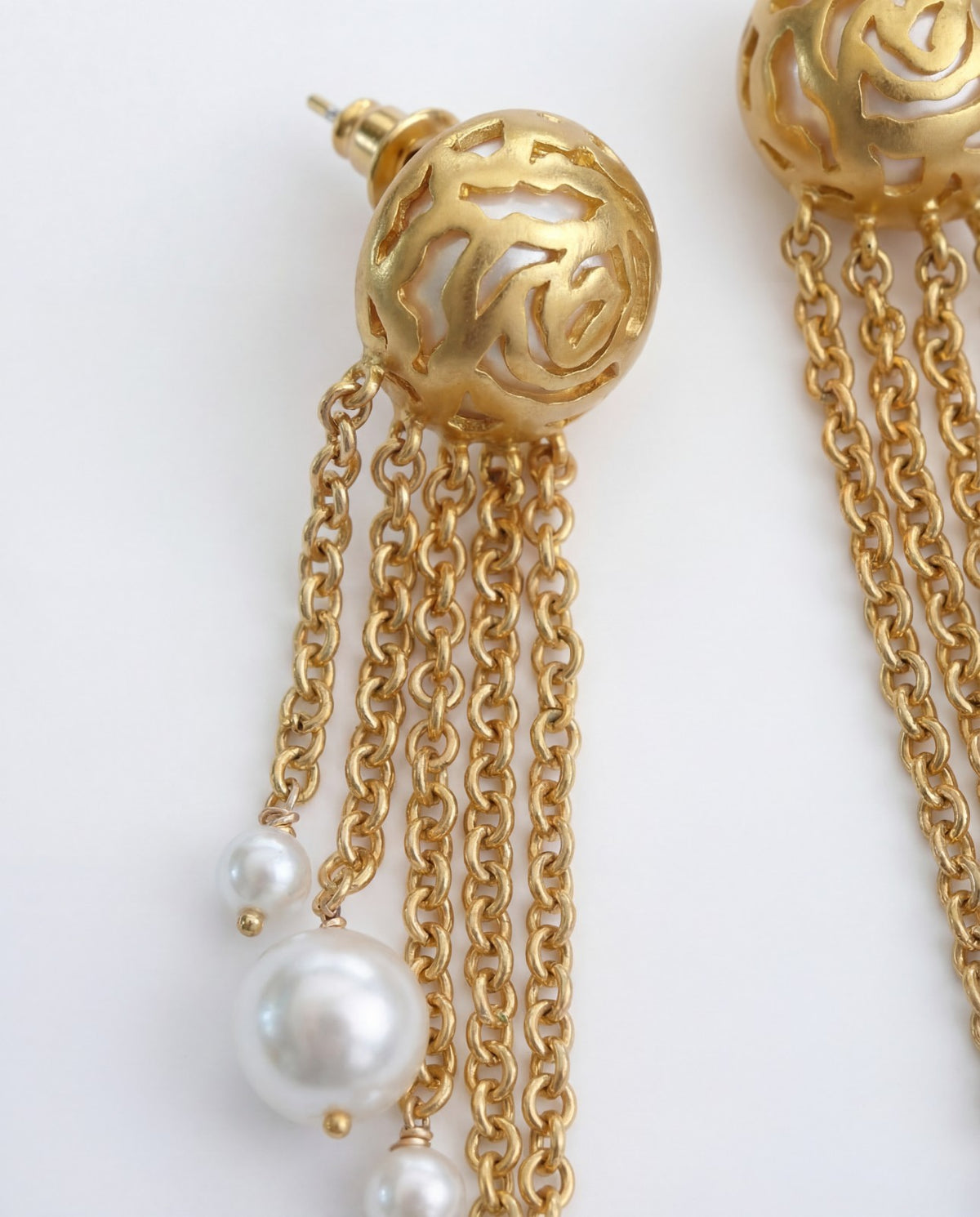 Pearl Rosette Danglers