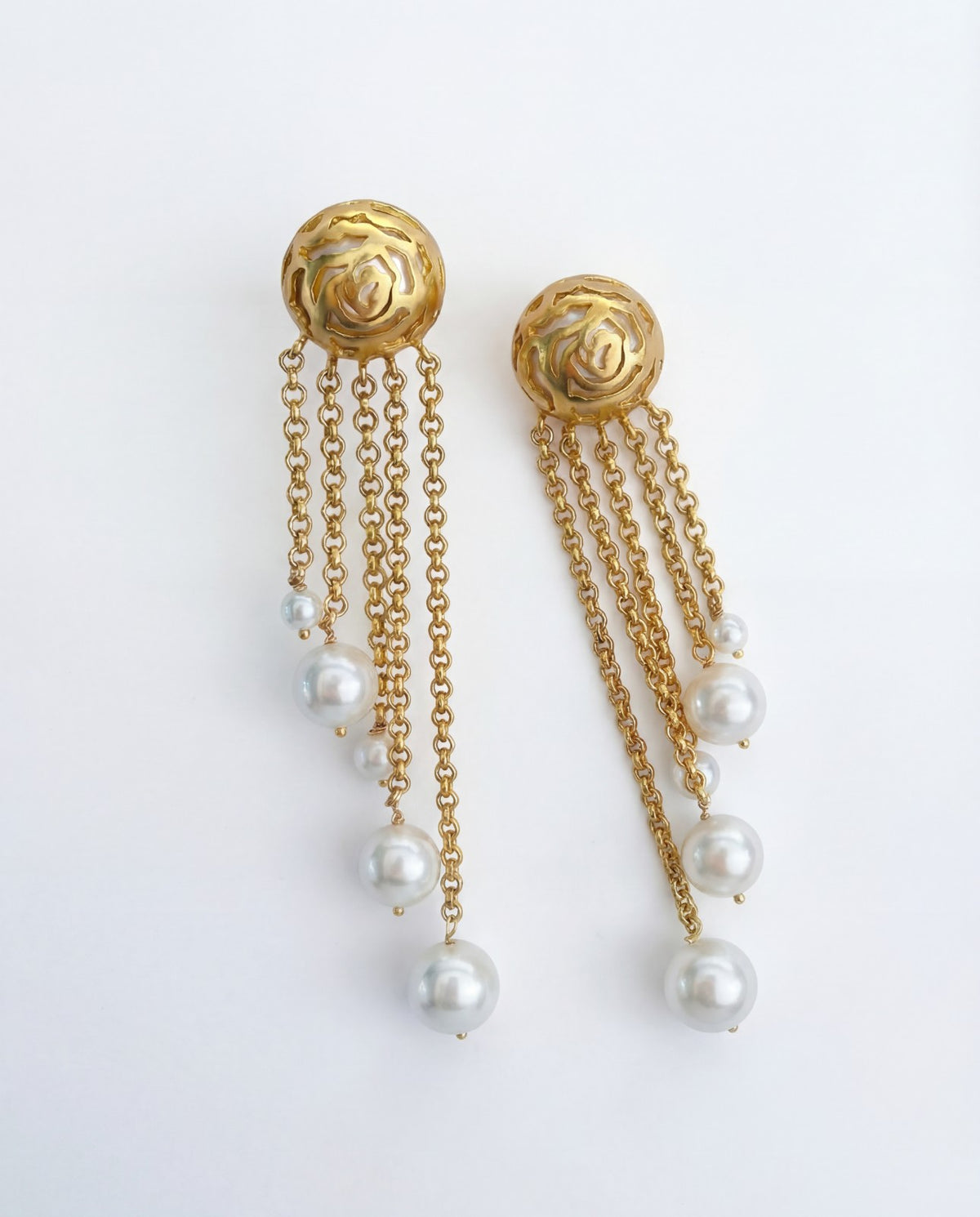 Pearl Rosette Danglers