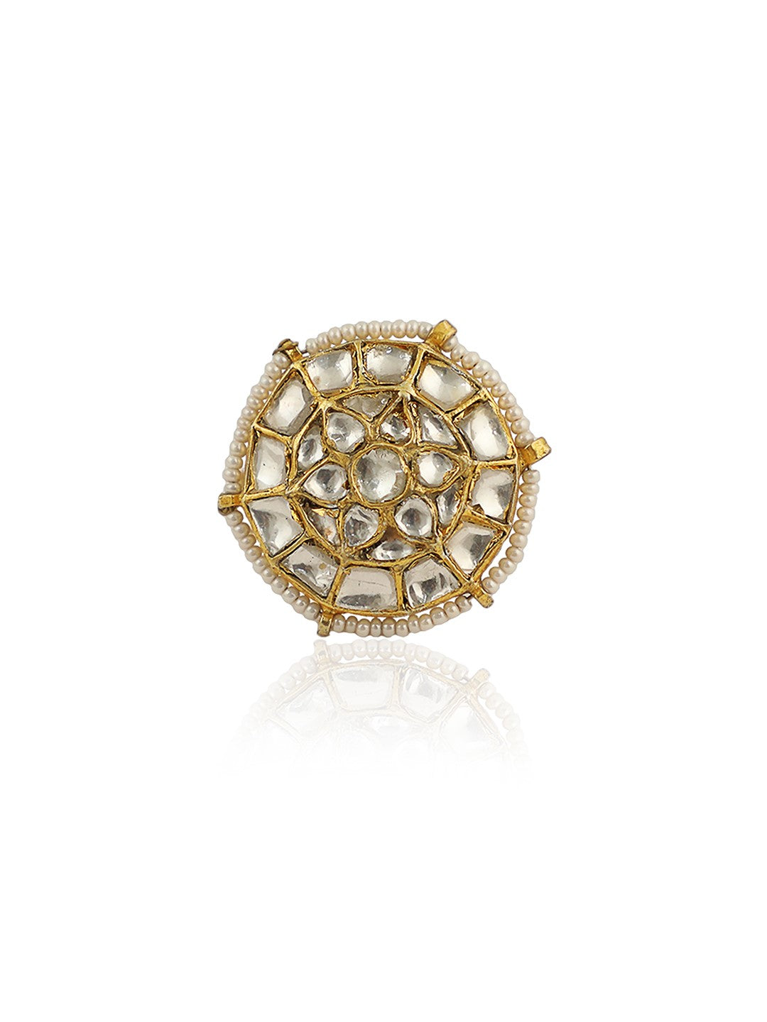 Small White Jadtar Stone Ring